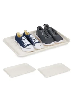 relaxdays Schuhpflege Und Mehr|Schuhpflege Und Mehr^3 x Schuhabtropfschale in Weiß - (B)60 x (H)3 x (T)40 cm