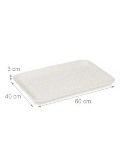 relaxdays Schuhpflege Und Mehr|Schuhpflege Und Mehr^3 x Schuhabtropfschale in Weiß - (B)60 x (H)3 x (T)40 cm
