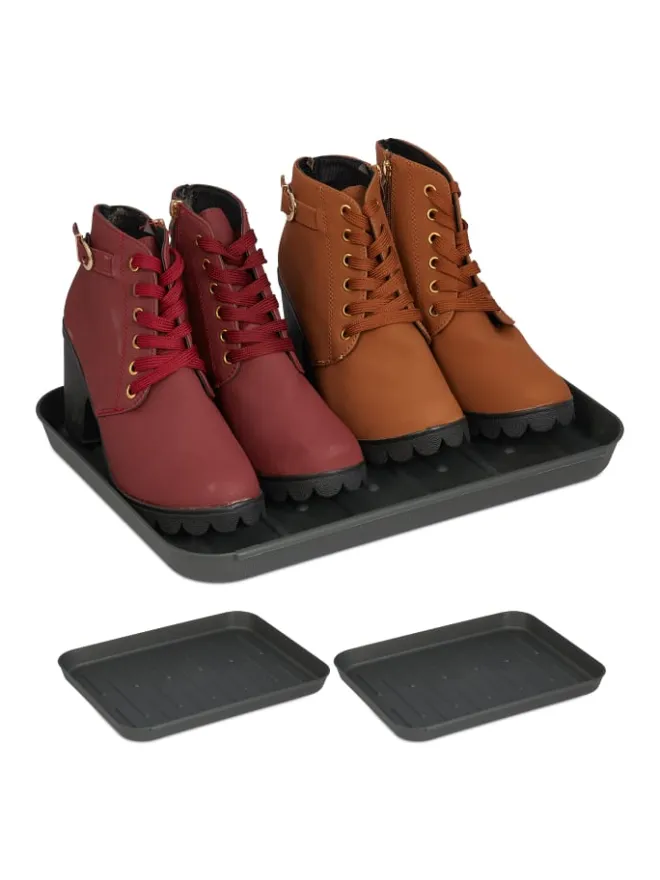 6 x Schuhabtropfschale in Grau - (B)35 x (H)3 x (T)27 cm>relaxdays Outlet