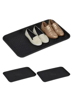 3 x Schuhabtropfschale in Schwarz - (B)60 x (H)3 x (T)40 cm>relaxdays Clearance