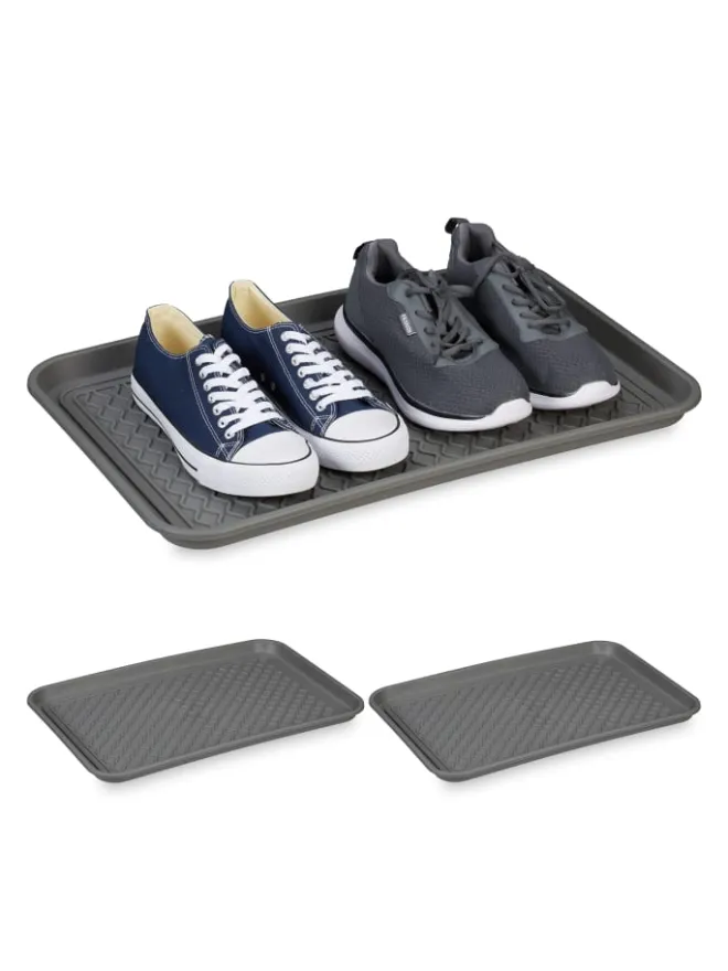3 x Schuhabtropfschale in Grau - (B)60 x (H)3 x (T)40 cm>relaxdays Outlet