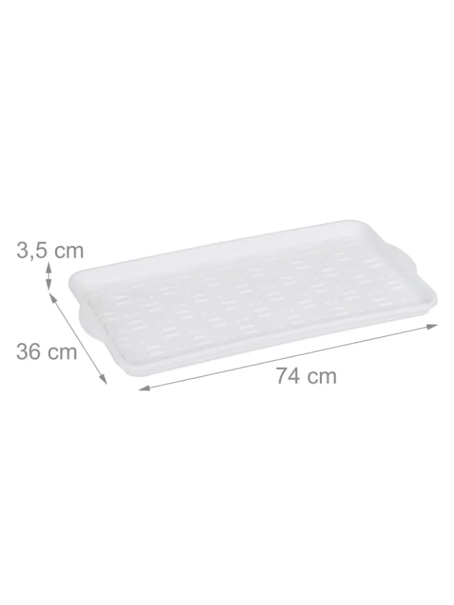 relaxdays Schuhpflege Und Mehr|Schuhpflege Und Mehr^2 x Schuhabtropfschale in Weiß - (B)74x (H)3,5 x (T)36 cm