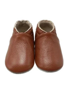 Yalion Krabbelschuhe^Baby Krabbelschuhe aus Leder mit rutschfester Sohle – Braun