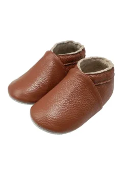 Yalion Krabbelschuhe^Baby Krabbelschuhe aus Leder mit rutschfester Sohle – Braun