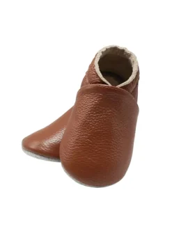 Yalion Krabbelschuhe^Baby Krabbelschuhe aus Leder mit rutschfester Sohle – Braun