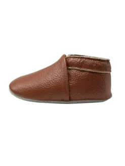 Yalion Krabbelschuhe^Baby Krabbelschuhe aus Leder mit rutschfester Sohle – Braun