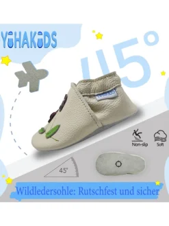 Baby Krabbelschuhe aus Leder, weiche Lauflernschuhe mit rutschfester Sohle><noscript><img width=