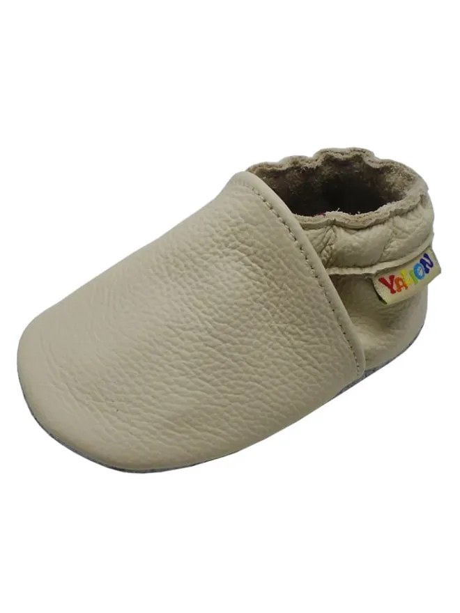 Baby Krabbelschuhe aus Leder mit rutschfester Sohle – Elfenbein>Yalion Hot