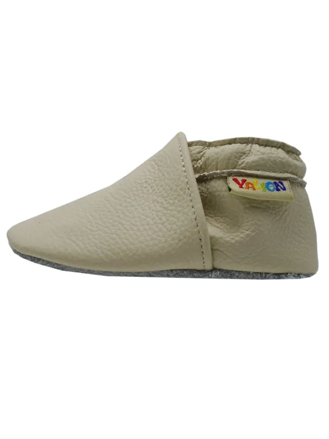 Baby Krabbelschuhe aus Leder mit rutschfester Sohle – Elfenbein>Yalion Hot