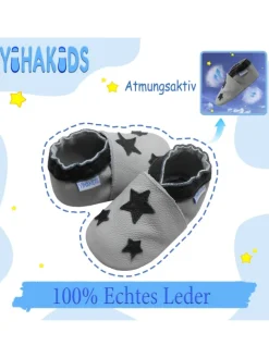 Yihakids Krabbelschuhe^Baby Krabbelschuhe aus Leder, weiche Lauflernschuhe mit rutschfester Sohle