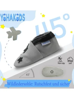 Yihakids Krabbelschuhe^Baby Krabbelschuhe aus Leder, weiche Lauflernschuhe mit rutschfester Sohle