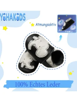 Yihakids Krabbelschuhe^Baby Krabbelschuhe aus Leder, weiche Lauflernschuhe mit rutschfester Sohle