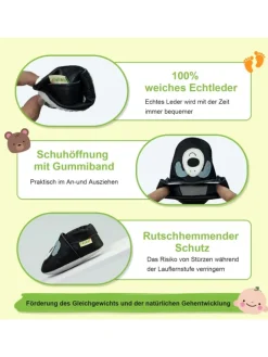 Baby Krabbelschuhe aus Leder, weiche Lauflernschuhe mit rutschfester Sohle>Sayoyo