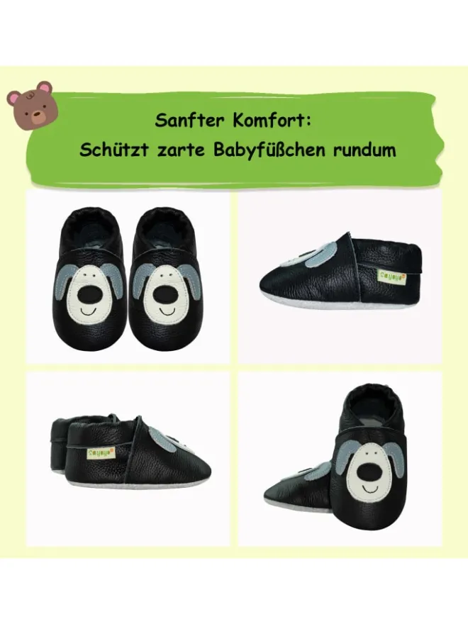 Baby Krabbelschuhe aus Leder, weiche Lauflernschuhe mit rutschfester Sohle>Sayoyo