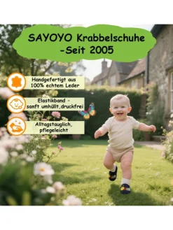 Baby Krabbelschuhe aus Leder, weiche Lauflernschuhe mit rutschfester Sohle><noscript><img width=