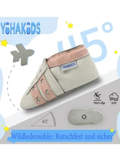 Baby Krabbelschuhe aus Leder, weiche Lauflernschuhe mit rutschfester Sohle><noscript><img width=
