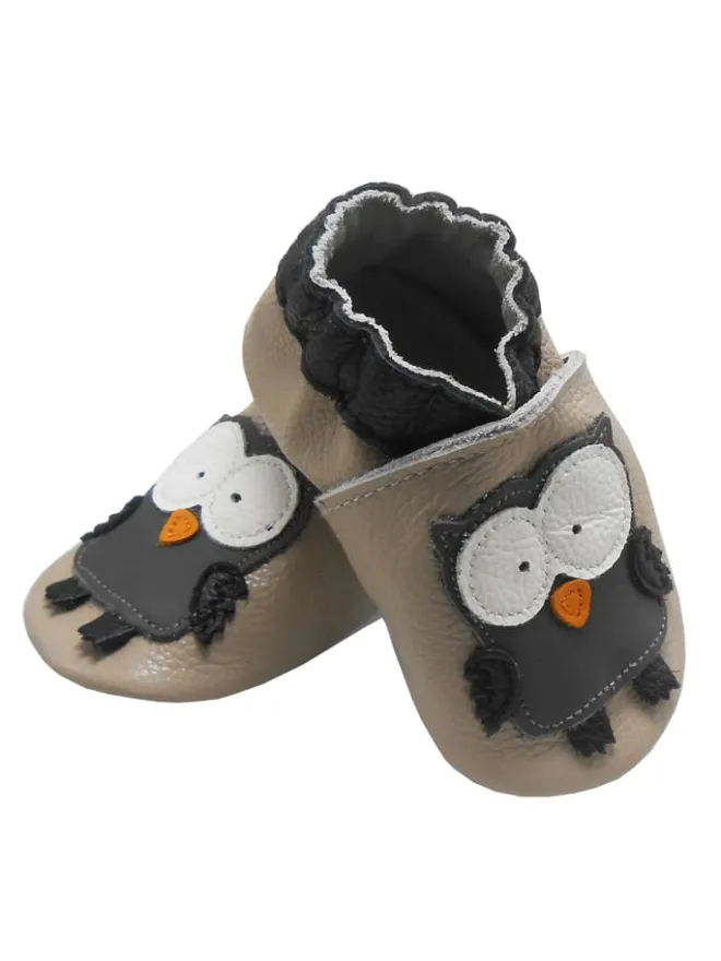Bemesu Krabbelschuhe^Baby Krabbelschuhe aus Leder, weiche Lauflernschuhe mit rutschfester Sohle
