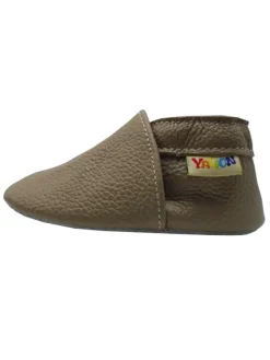 Baby Krabbelschuhe aus Leder mit rutschfester Sohle – Khaki><noscript><img width=
