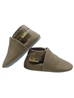 Baby Krabbelschuhe aus Leder mit rutschfester Sohle – Khaki><noscript><img width=