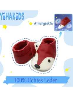 Baby Krabbelschuhe aus Leder, weiche Lauflernschuhe mit rutschfester Sohle>Yihakids