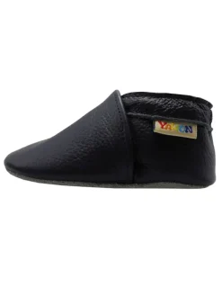 Yalion Krabbelschuhe^Baby Krabbelschuhe aus Leder mit rutschfester Sohle – Marineblau