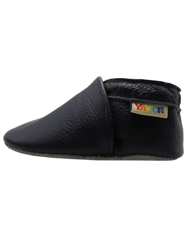 Yalion Krabbelschuhe^Baby Krabbelschuhe aus Leder mit rutschfester Sohle – Marineblau