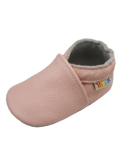 Baby Krabbelschuhe aus Leder mit rutschfester Sohle – in Rosa><noscript><img width=