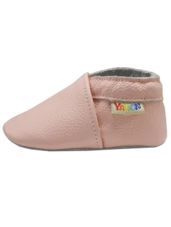 Baby Krabbelschuhe aus Leder mit rutschfester Sohle – in Rosa><noscript><img width=