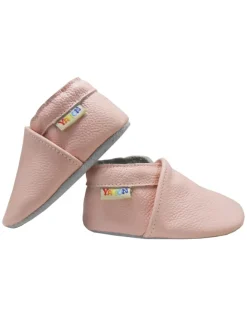 Baby Krabbelschuhe aus Leder mit rutschfester Sohle – in Rosa><noscript><img width=