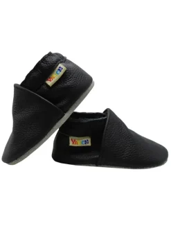 Yalion Krabbelschuhe^Baby Krabbelschuhe aus Leder mit rutschfester Sohle – Schwarz