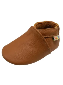 Baby Krabbelschuhe aus Leder mit rutschfester Sohle – Braun><noscript><img width=