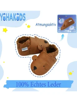Baby Krabbelschuhe aus Leder, weiche Lauflernschuhe mit rutschfester Sohle>Yihakids Best