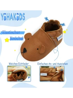 Baby Krabbelschuhe aus Leder, weiche Lauflernschuhe mit rutschfester Sohle><noscript><img width=