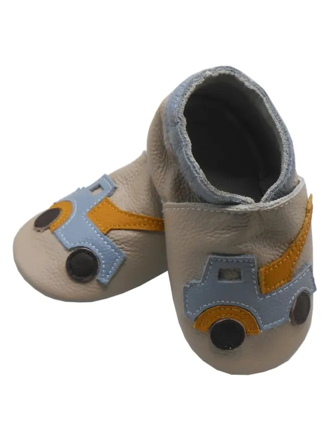 Bemesu Krabbelschuhe^Baby Krabbelschuhe aus Leder, weiche Lauflernschuhe mit rutschfester Sohle