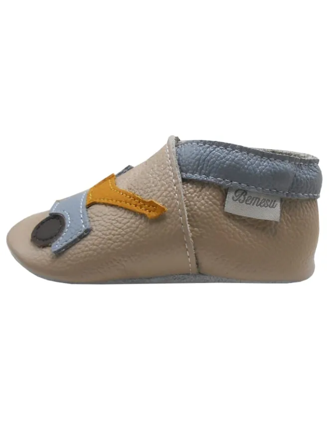 Bemesu Krabbelschuhe^Baby Krabbelschuhe aus Leder, weiche Lauflernschuhe mit rutschfester Sohle
