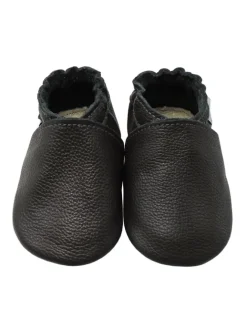 Mejale Krabbelschuhe^Baby Leder Krabbelschuhe, mit rutschfester Sohle – Schwarz