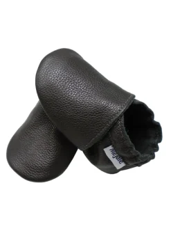 Mejale Krabbelschuhe^Baby Leder Krabbelschuhe, mit rutschfester Sohle – Schwarz