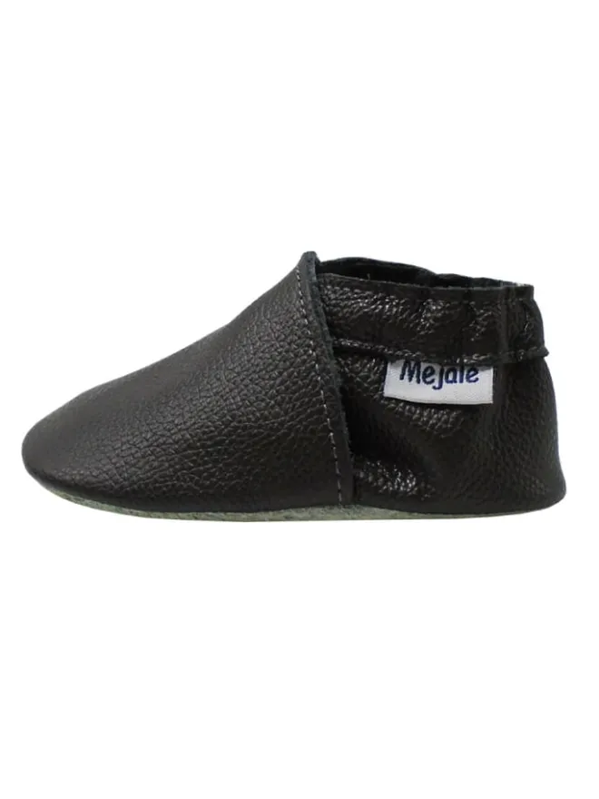 Mejale Krabbelschuhe^Baby Leder Krabbelschuhe, mit rutschfester Sohle – Schwarz