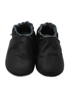 Mejale Krabbelschuhe^Baby Leder Krabbelschuhe, mit rutschfester Sohle – Schwarz