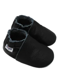 Mejale Krabbelschuhe^Baby Leder Krabbelschuhe, mit rutschfester Sohle – Schwarz