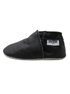 Mejale Krabbelschuhe^Baby Leder Krabbelschuhe, mit rutschfester Sohle – Schwarz