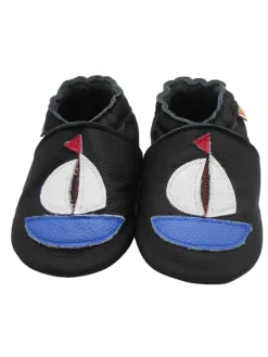 Baby Leder Krabbelschuhe,mit rutschfester harter Sohle-Segelboot - Muster><noscript><img width=