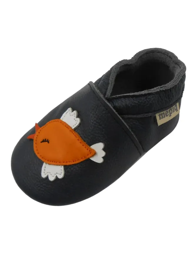 Baby Leder-Krabbelschuhe "Birdie" in Schwarz>Mepiq Sale