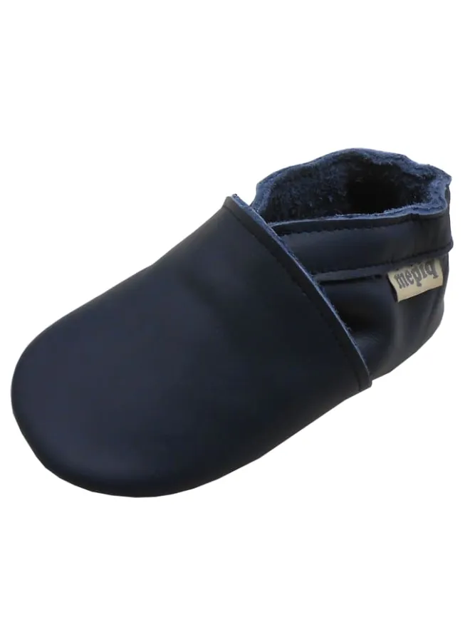 Baby Leder-Krabbelschuhe in Dunkelblau>Mepiq New