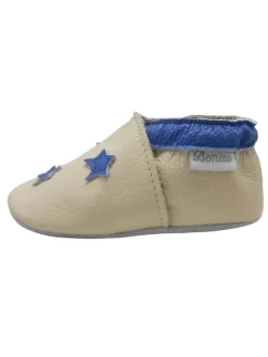 Baby-Leder-Laufschuhe, komfortabel mit rutschfester Sohle- blauen Sternenmotiven><noscript><img width=