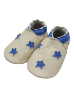 Baby-Leder-Laufschuhe, komfortabel mit rutschfester Sohle- blauen Sternenmotiven><noscript><img width=