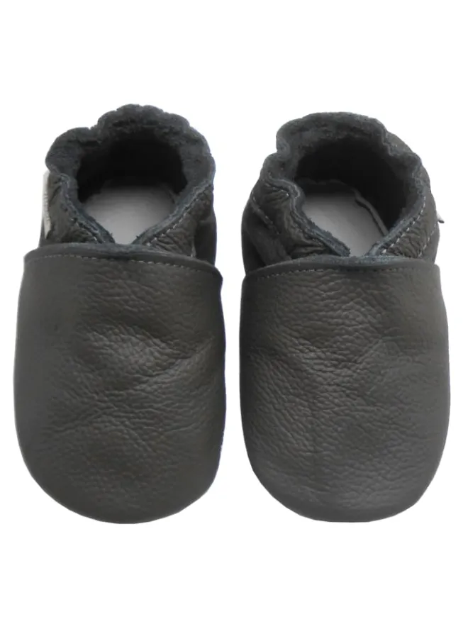 Bemesu Krabbelschuhe^Baby-Leder-Laufschuhe, komfortabel mit rutschfester Sohle - Grau