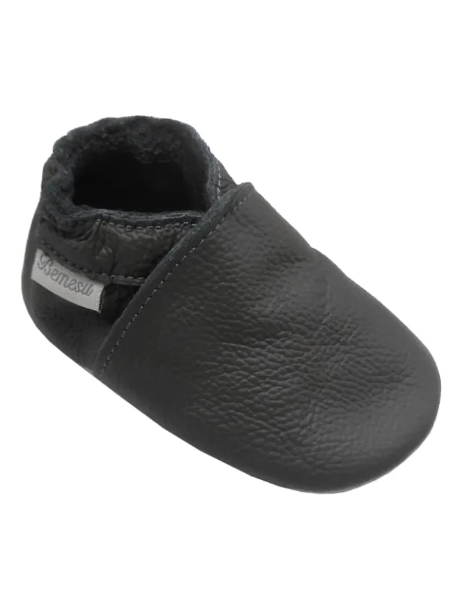 Bemesu Krabbelschuhe^Baby-Leder-Laufschuhe, komfortabel mit rutschfester Sohle - Grau