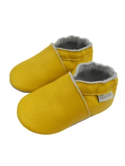 Bemesu Krabbelschuhe^Baby-Leder-Laufschuhe, komfortabel mit rutschfester Sohle - Gelb