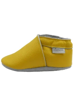 Bemesu Krabbelschuhe^Baby-Leder-Laufschuhe, komfortabel mit rutschfester Sohle - Gelb